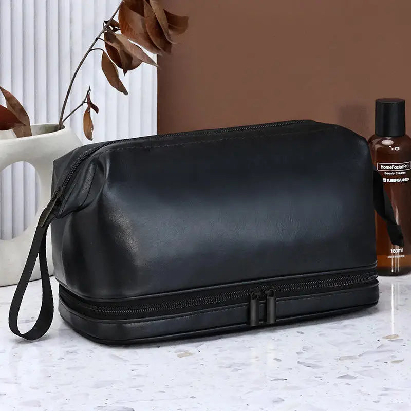 Leather Toiletry Bag for Men Women Dopp Kit Mens Hanging Toiletry Bag Travel Toiletry Bag for Traveling Large Cosmetic Bag for T
