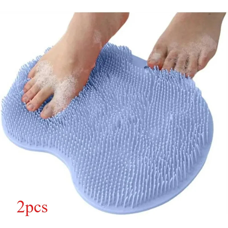 Silicone Shower Foot & Back Scrubber Mat Non Slip Exfoliating Massager Pad Dead Skin Remover Bathroom Body Foot Cleaning Brush