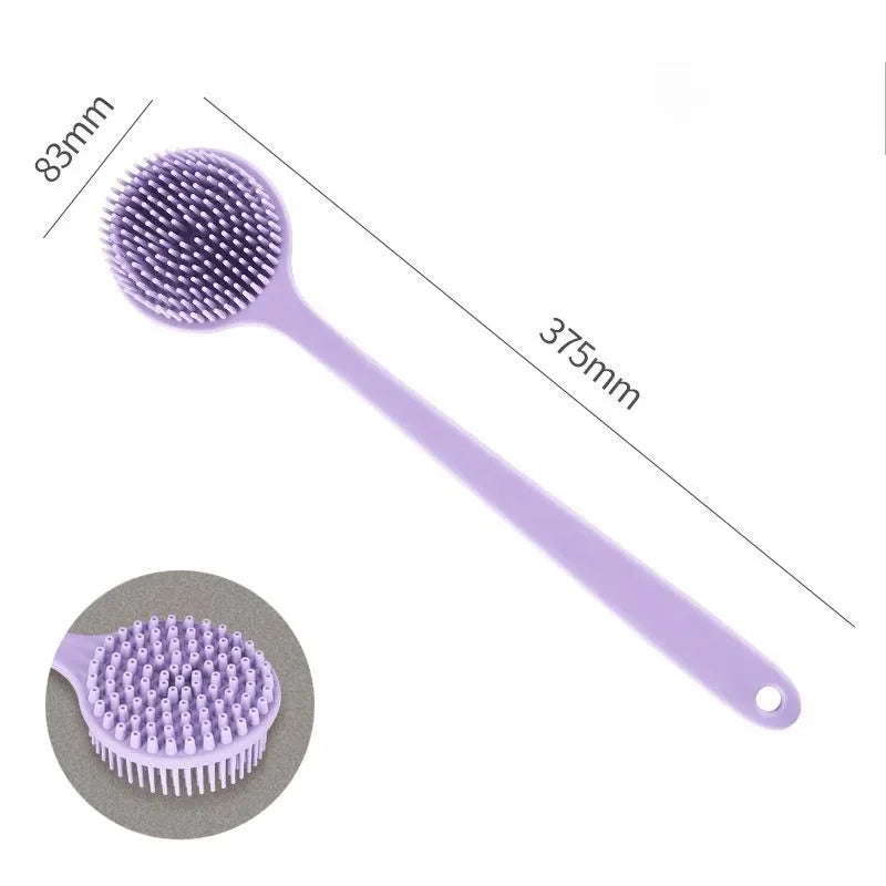 Silicone Back Scrubber Brush for Shower Long Handle Body Deep Cleansing and Exfoliating Massage Double-Sided Soft Bristles
