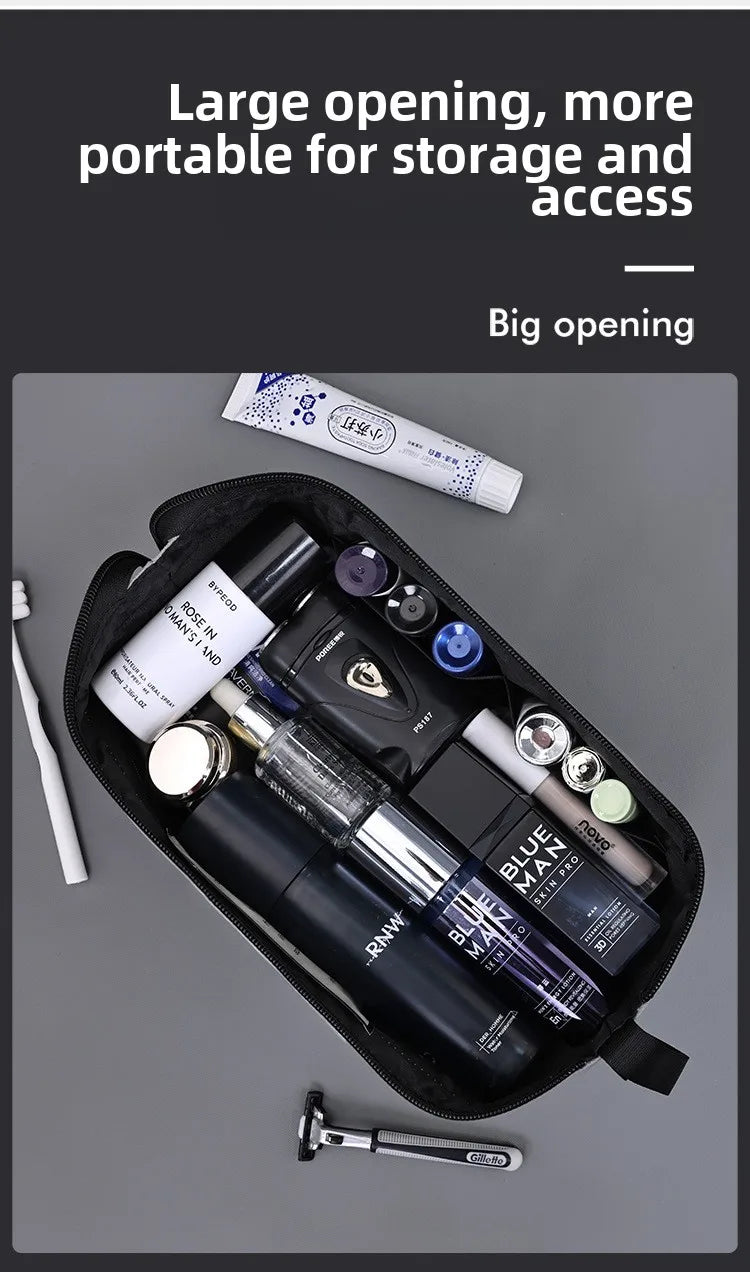 Men's Travel Toiletry Bag Double Layer Cosmetic Organizer Large Capacity Waterproof Shaving Bag Portable Makeup Bag Storage