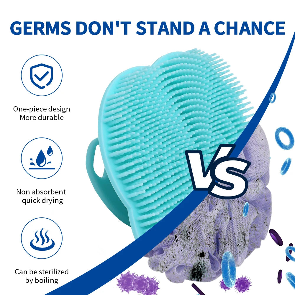 Soft Silicone Body Scrubber Shampoo Brush Handheld Shower Cleansing Brushes Exfoliating Bath Brush Head Massager Bathing Tools