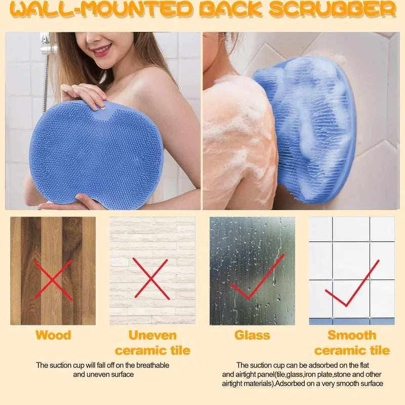 Silicone Shower Foot & Back Scrubber Mat Non Slip Exfoliating Massager Pad Dead Skin Remover Bathroom Body Foot Cleaning Brush