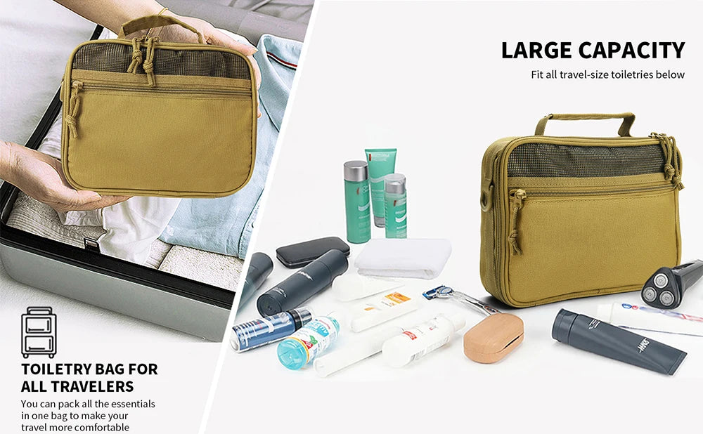 Tactical Toiletry Bag for Men, Utility Hanging Dopp Kit Shaving Hygiene Bag for Traveling Bathroom, Tactical Molle EDC Pouch