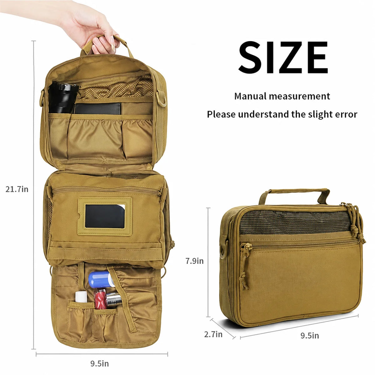 Tactical Toiletry Bag for Men, Utility Hanging Dopp Kit Shaving Hygiene Bag for Traveling Bathroom, Tactical Molle EDC Pouch