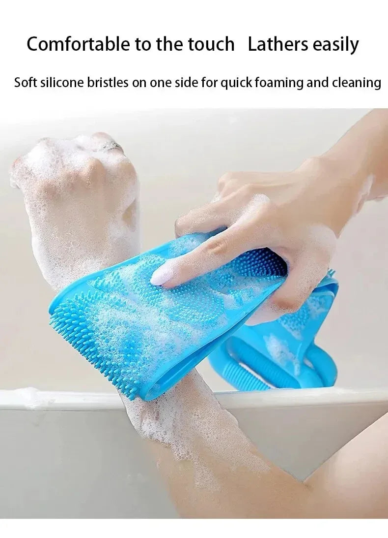 Body Sponge Silicone Back Brushes Bath Towels Scrubber Rubbing Back Peeling Massage Shower Belt Extended Skin Clean Brushes
