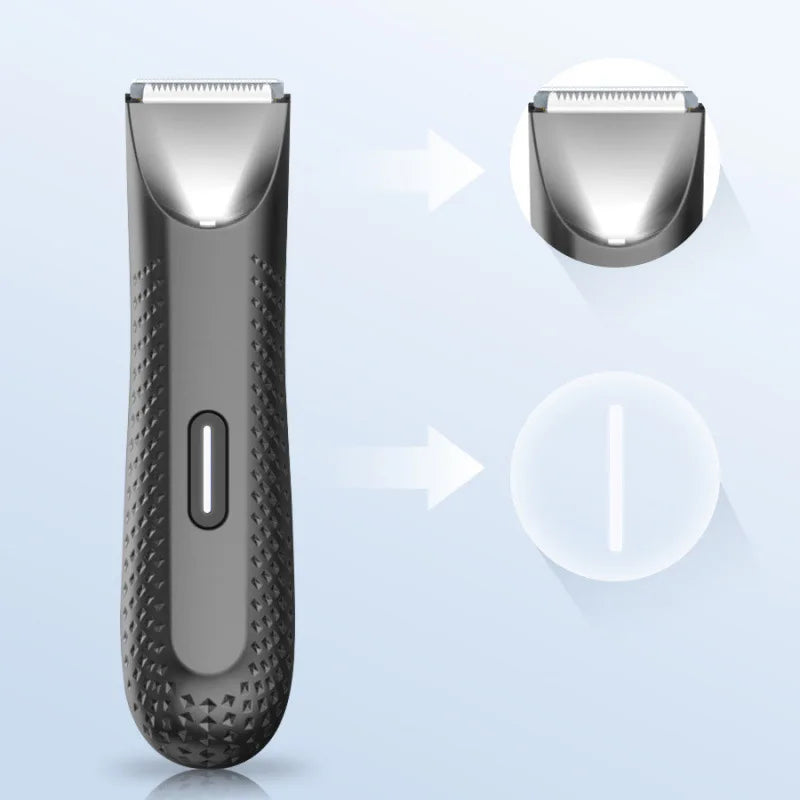 Electric Trimmer for Men's Groin Hair: Versatile Body Groomer and Waterproof Pubic Hair Trimmer with Replaceable Ceramic Blade