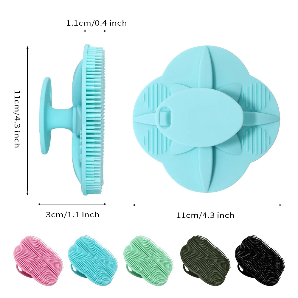 Soft Silicone Body Scrubber Shampoo Brush Handheld Shower Cleansing Brushes Exfoliating Bath Brush Head Massager Bathing Tools