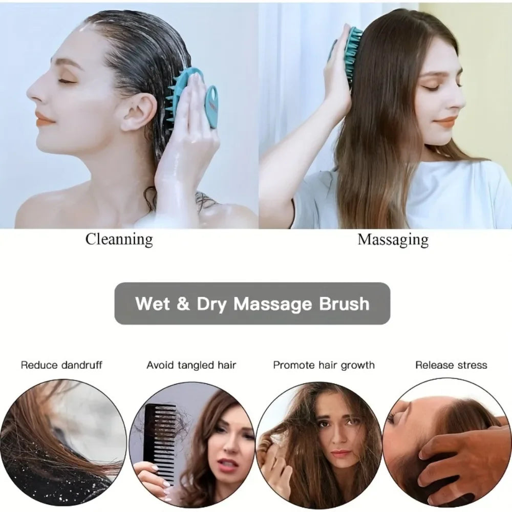 Soft Silicone Body Scrubber Shampoo Brush Handheld Shower Cleansing Brushes Exfoliating Bath Brush Head Massager Bathing Tools