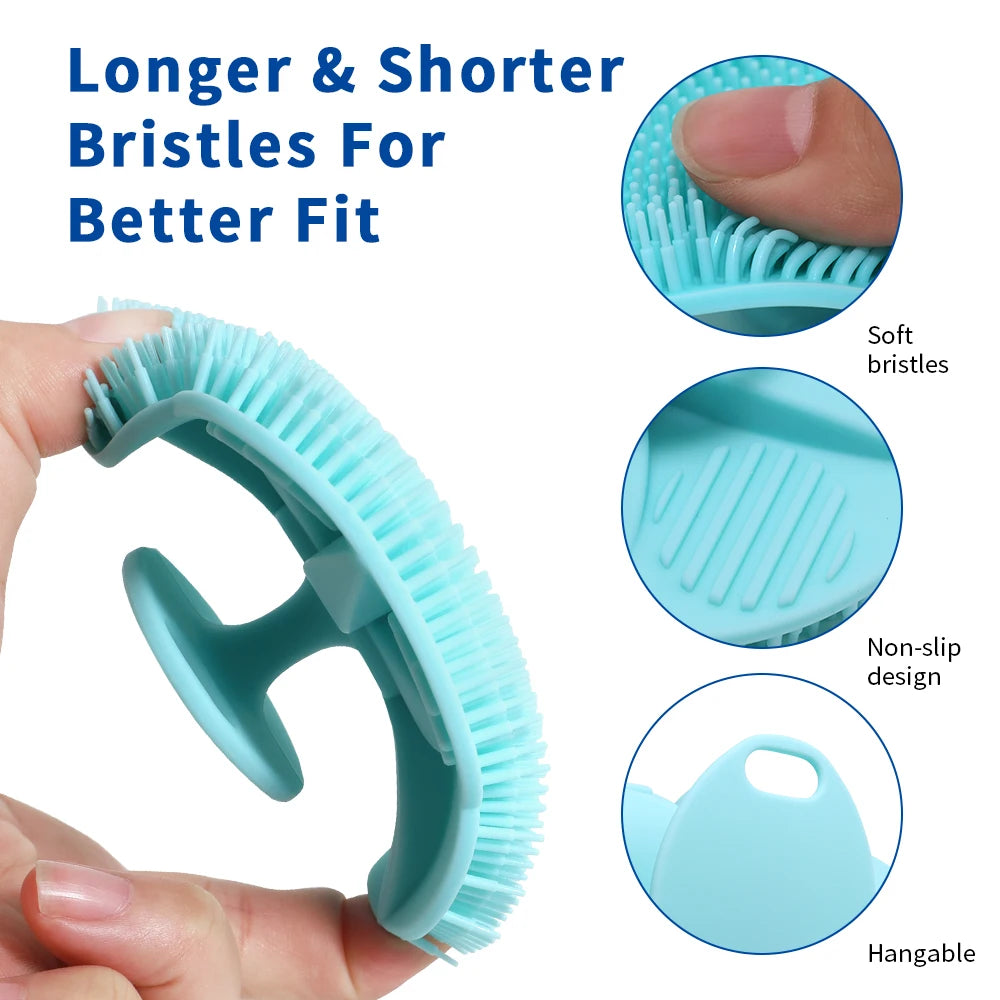 Soft Silicone Body Scrubber Shampoo Brush Handheld Shower Cleansing Brushes Exfoliating Bath Brush Head Massager Bathing Tools