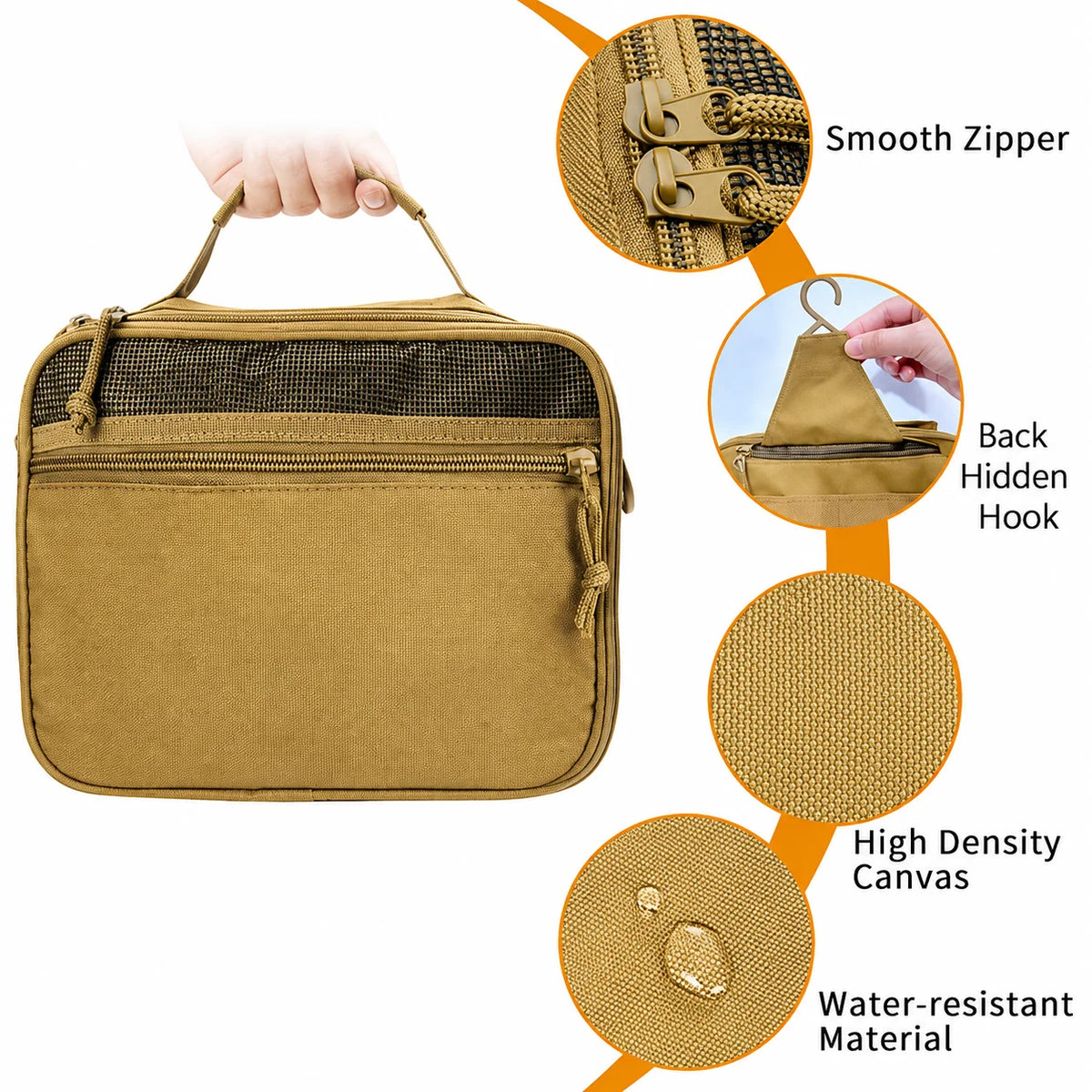 Tactical Toiletry Bag for Men, Utility Hanging Dopp Kit Shaving Hygiene Bag for Traveling Bathroom, Tactical Molle EDC Pouch