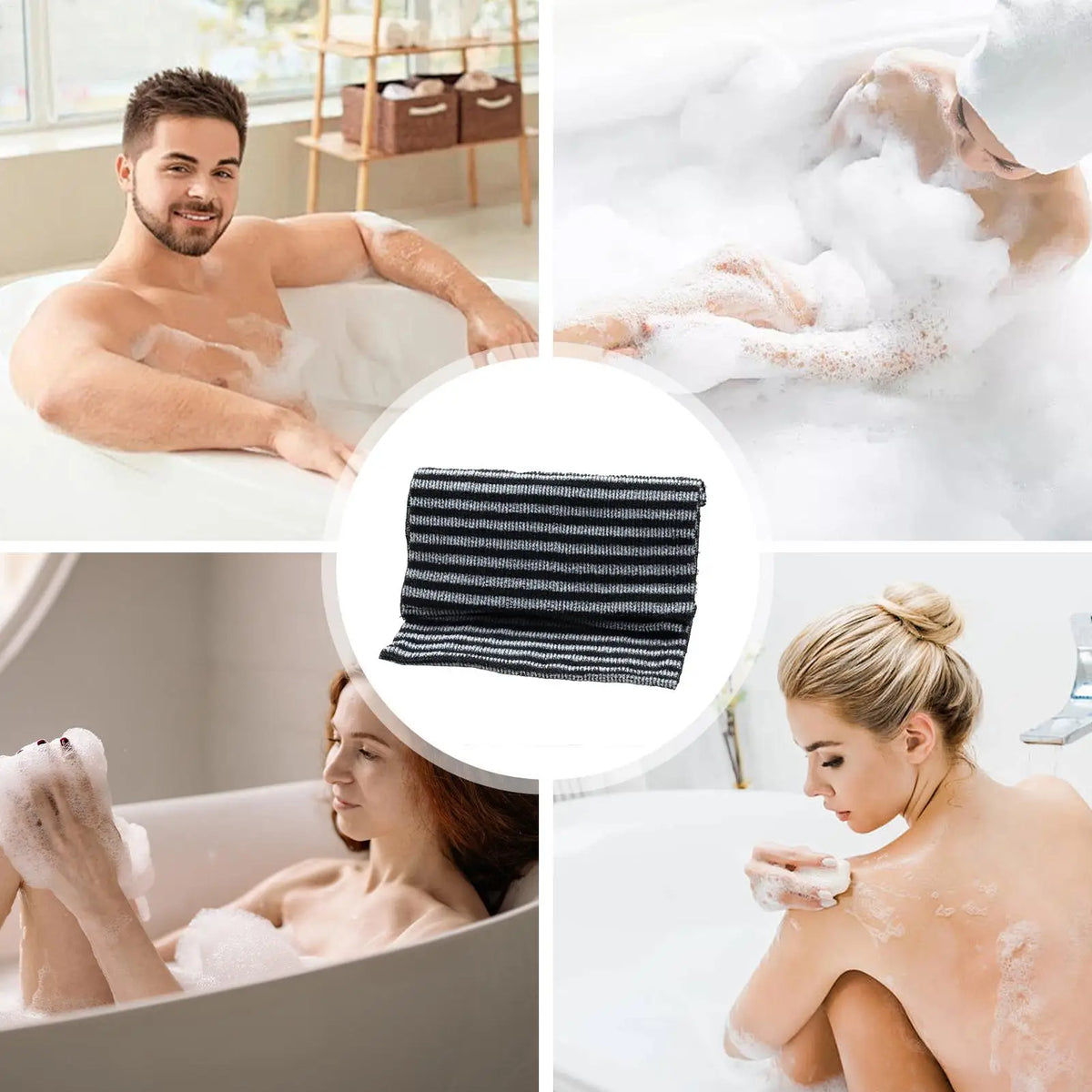 Exfoliating Bath Scrub Towel Body Scrub Towel Rubbing Washcloth Bath Scrubber For Back Arms Legs Gentle Design Bathing tools