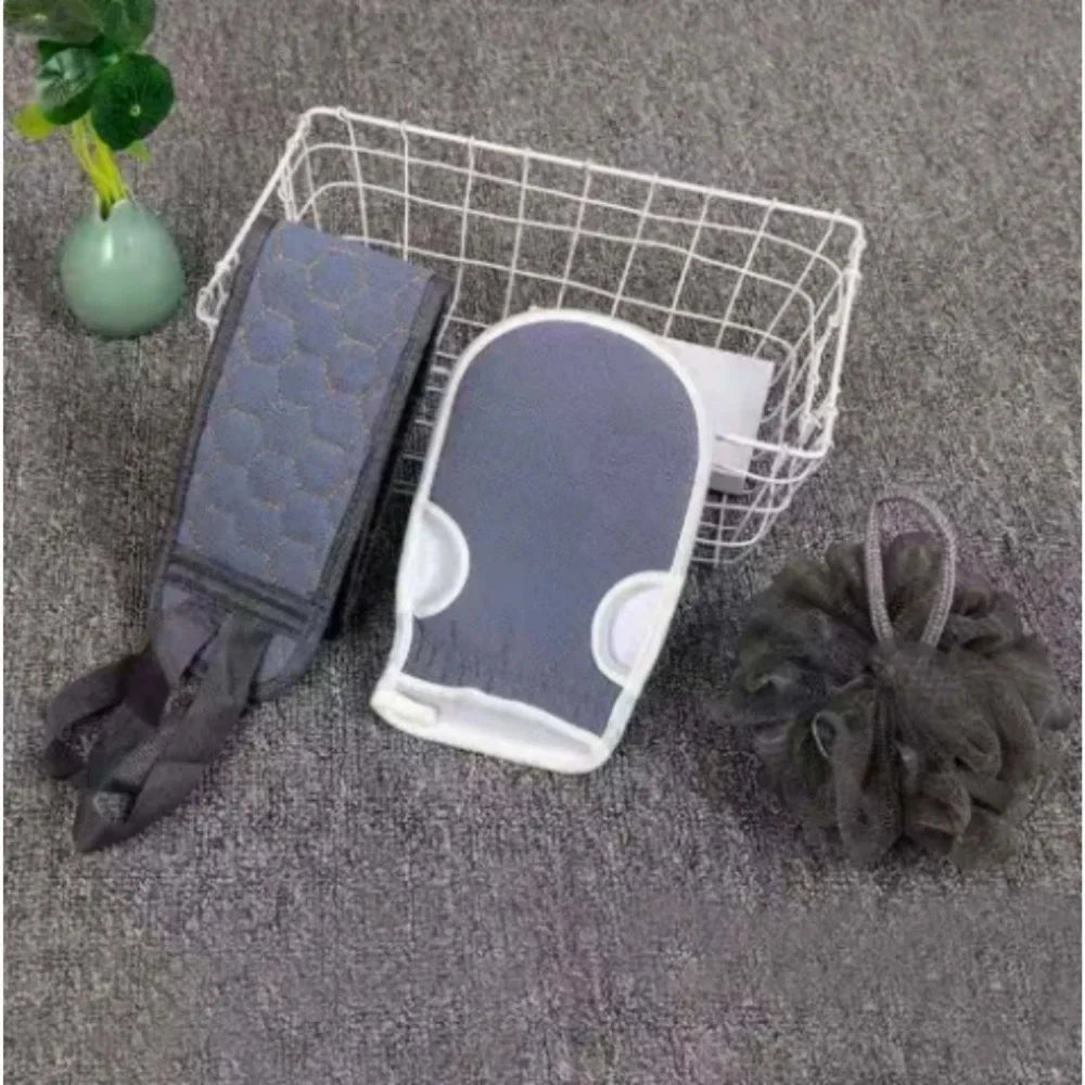 Exfoliating Body Scrubber Set-Includes Back Scrubber Brush,Bath Glove and Shower Bath Sponge Loofah Deep Clean Remove Dead Skin