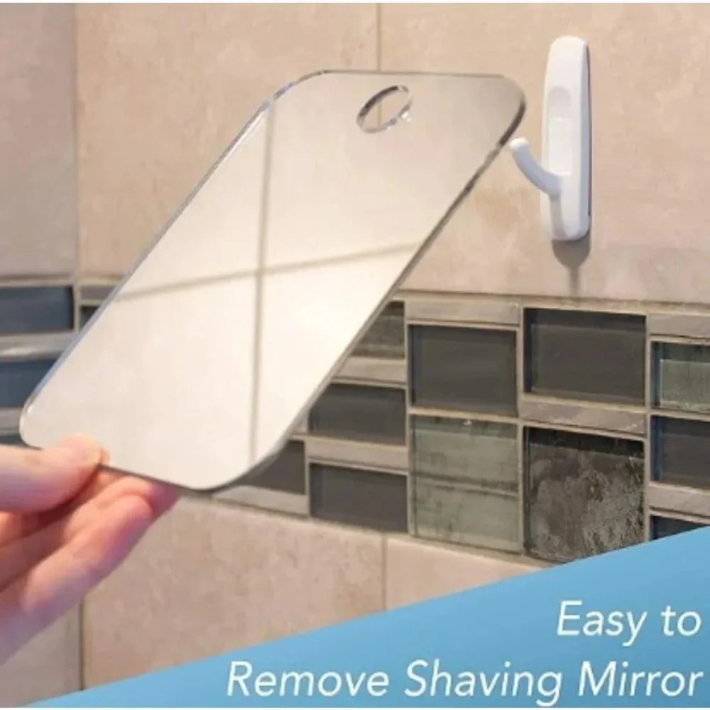 Bathroom Anti Fog Mirror Fogless Acrylic Shower Mirror with Wall Hook Portable Vanity Mirror for Men Shaving Women Makeup Travel