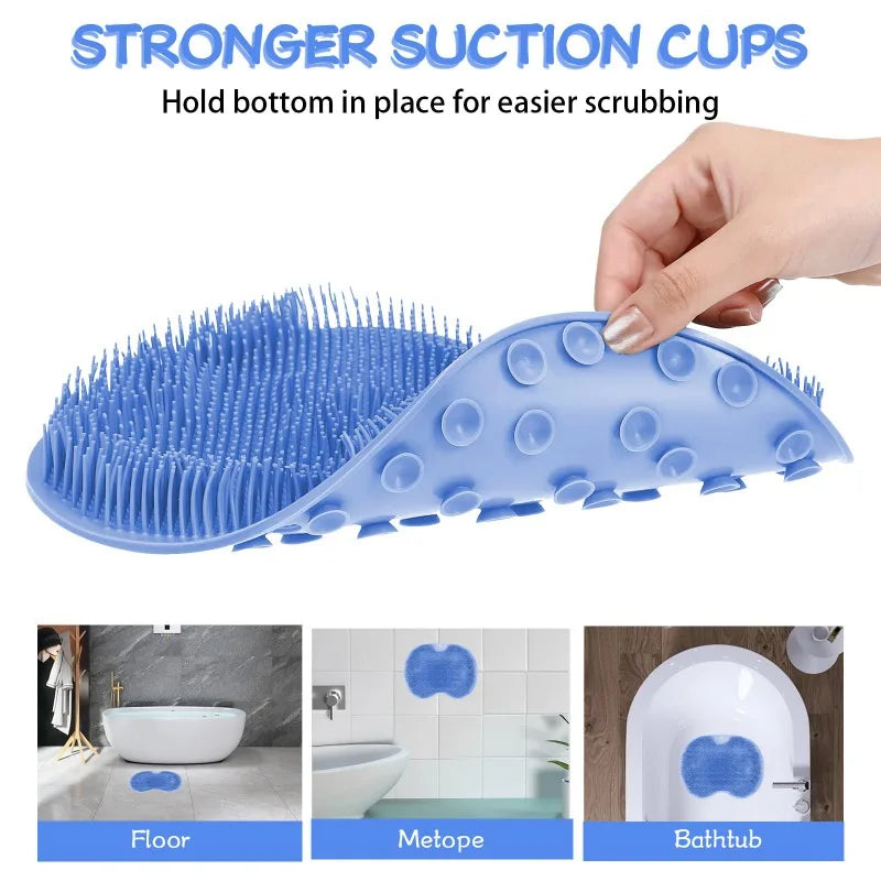 Silicone Shower Foot & Back Scrubber Mat Non Slip Exfoliating Massager Pad Dead Skin Remover Bathroom Body Foot Cleaning Brush