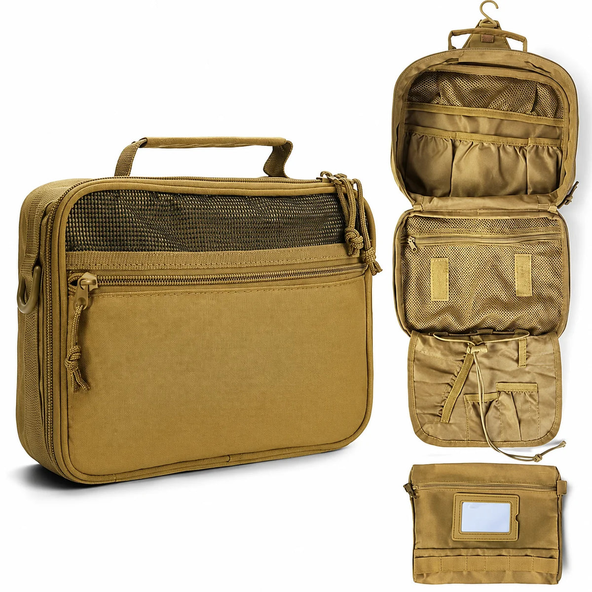 Tactical Toiletry Bag for Men, Utility Hanging Dopp Kit Shaving Hygiene Bag for Traveling Bathroom, Tactical Molle EDC Pouch
