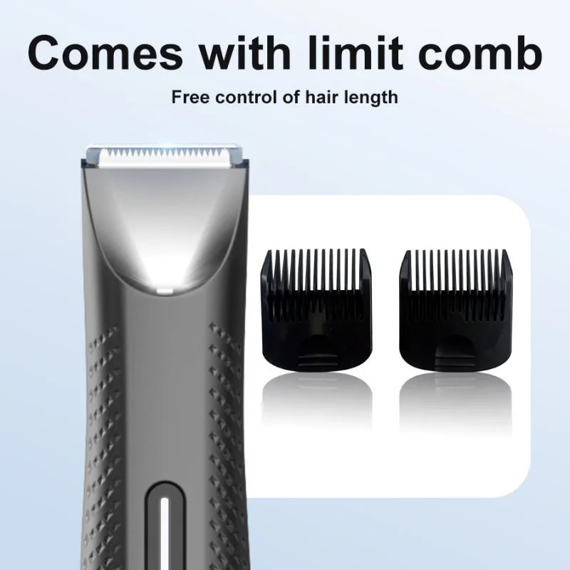 Electric Trimmer for Men's Groin Hair: Versatile Body Groomer and Waterproof Pubic Hair Trimmer with Replaceable Ceramic Blade