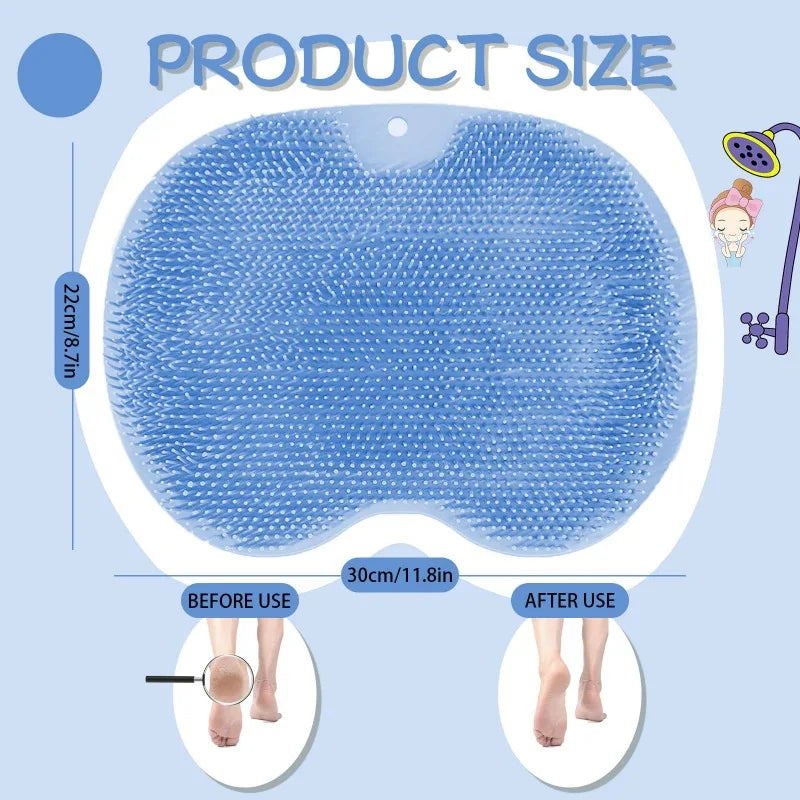 Silicone Shower Foot & Back Scrubber Mat Non Slip Exfoliating Massager Pad Dead Skin Remover Bathroom Body Foot Cleaning Brush