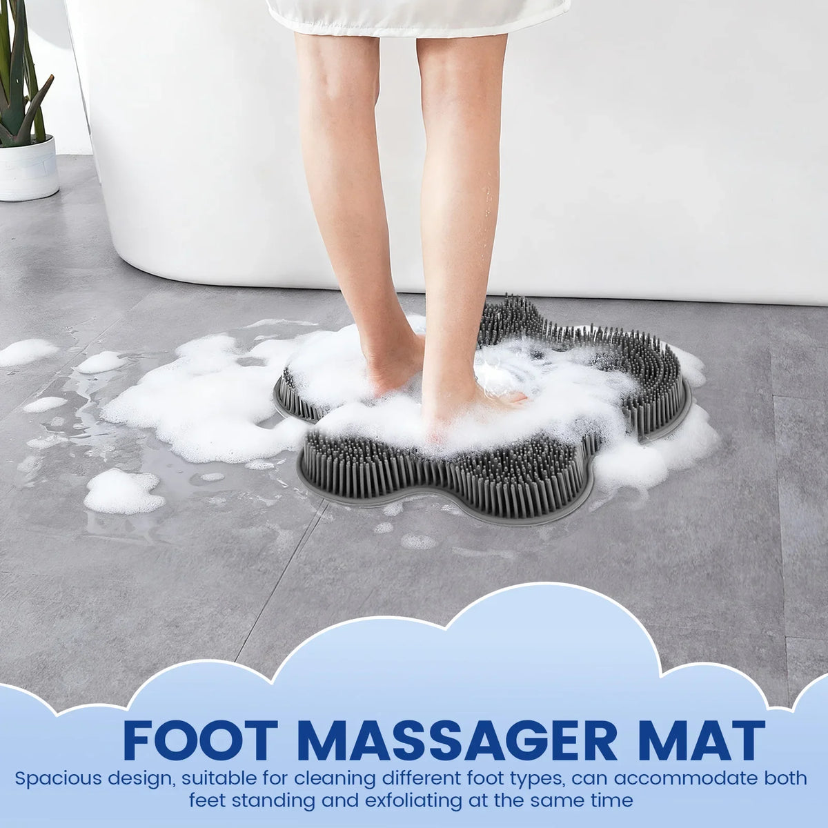Silicone Foot Scrubber Exfoliating Shower Massage Scraper  Non-slip Wash Foot Pad Massage Shower Mat with Sucker Bathing Tool