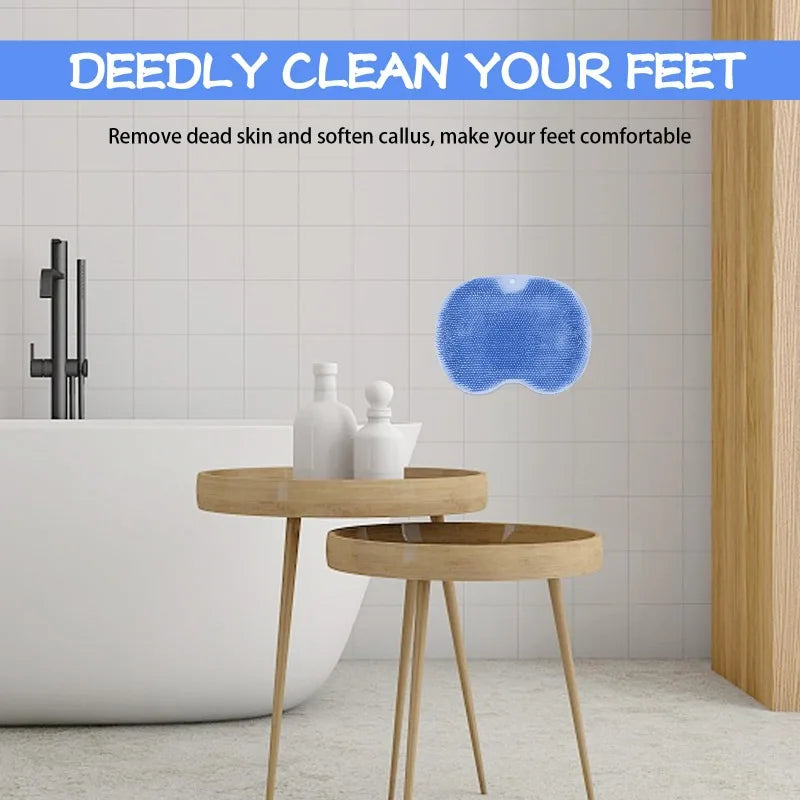 Silicone Shower Foot & Back Scrubber Mat Non Slip Exfoliating Massager Pad Dead Skin Remover Bathroom Body Foot Cleaning Brush