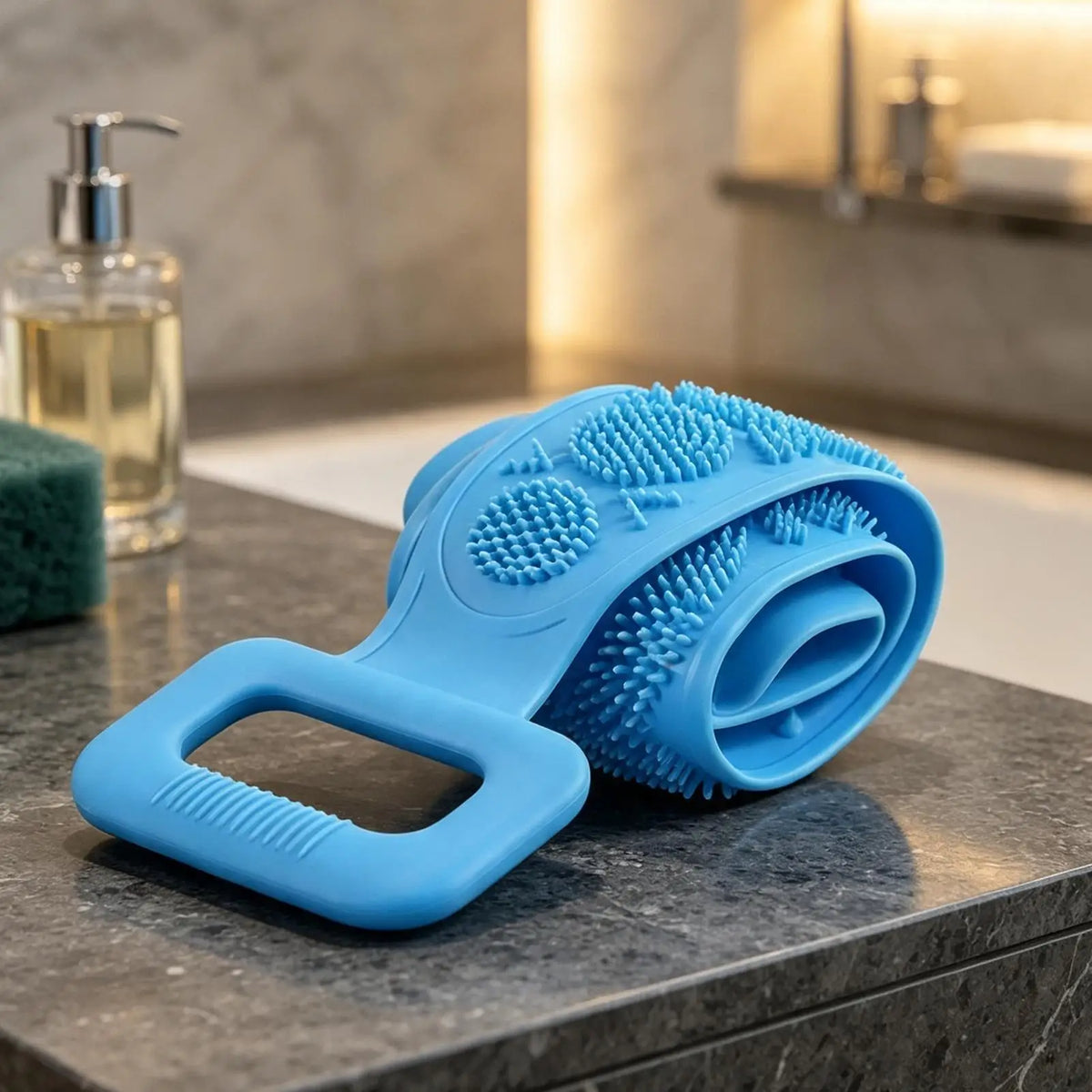 4PCS Soft Silicone Body Scrubber 27.5-inch Double-sided Body Back Exfoliating Strip Soft Bristles Massage Shower Brush For Women