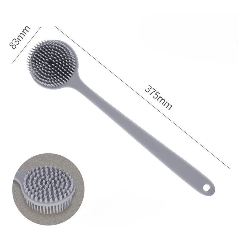 Silicone Back Scrubber Brush for Shower  Long Handle Body Deep Cleansing and Exfoliating Massage Double-Sided Soft Bristles