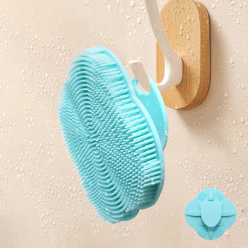 Soft Silicone Body Scrubber Shampoo Brush Handheld Shower Cleansing Brushes Exfoliating Bath Brush Head Massager Bathing Tools