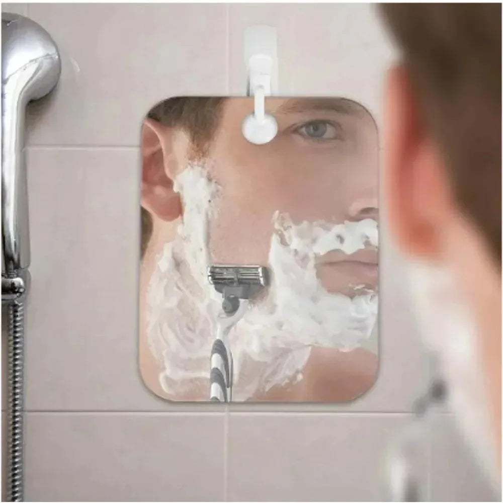 Bathroom Anti Fog Mirror Fogless Acrylic Shower Mirror with Wall Hook Portable Vanity Mirror for Men Shaving Women Makeup Travel
