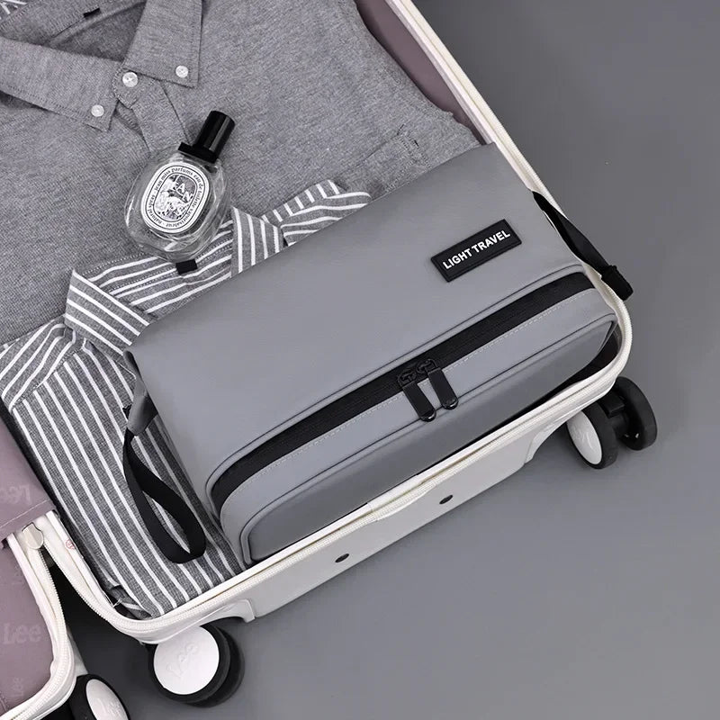 Men's Travel Toiletry Bag Double Layer Cosmetic Organizer Large Capacity Waterproof Shaving Bag Portable Makeup Bag Storage