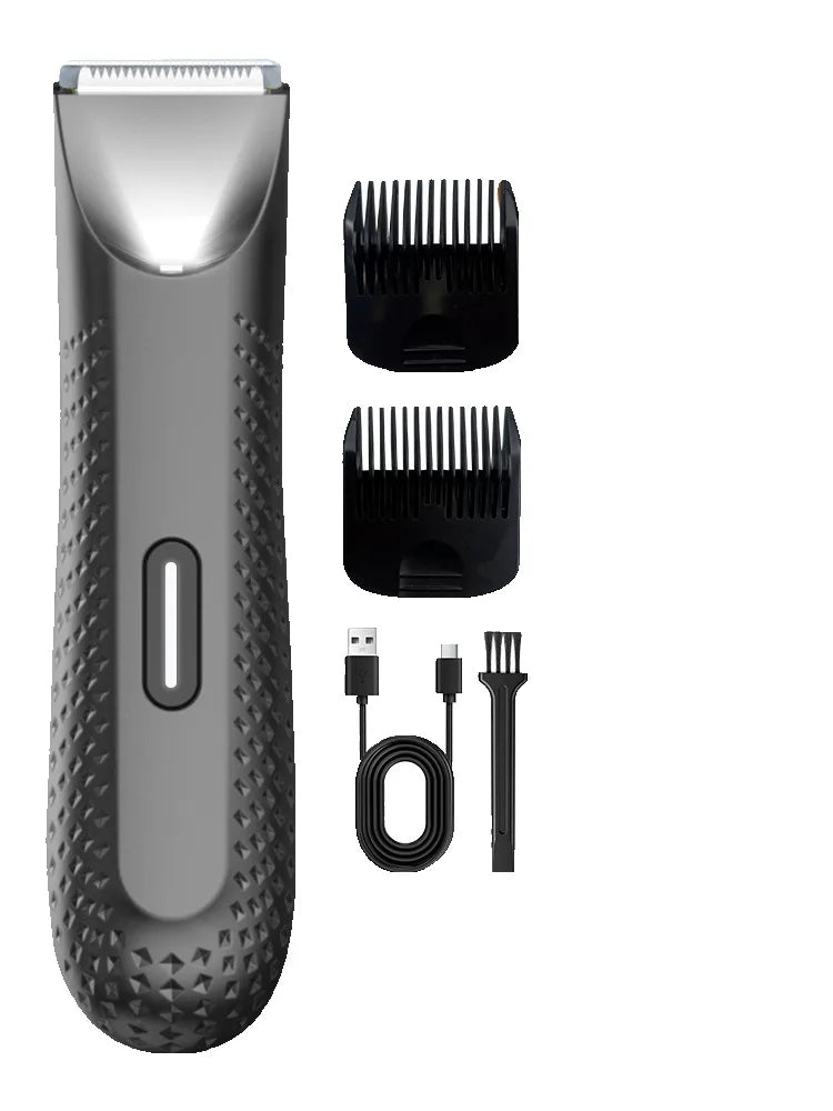 Electric Trimmer for Men's Groin Hair: Versatile Body Groomer and Waterproof Pubic Hair Trimmer with Replaceable Ceramic Blade