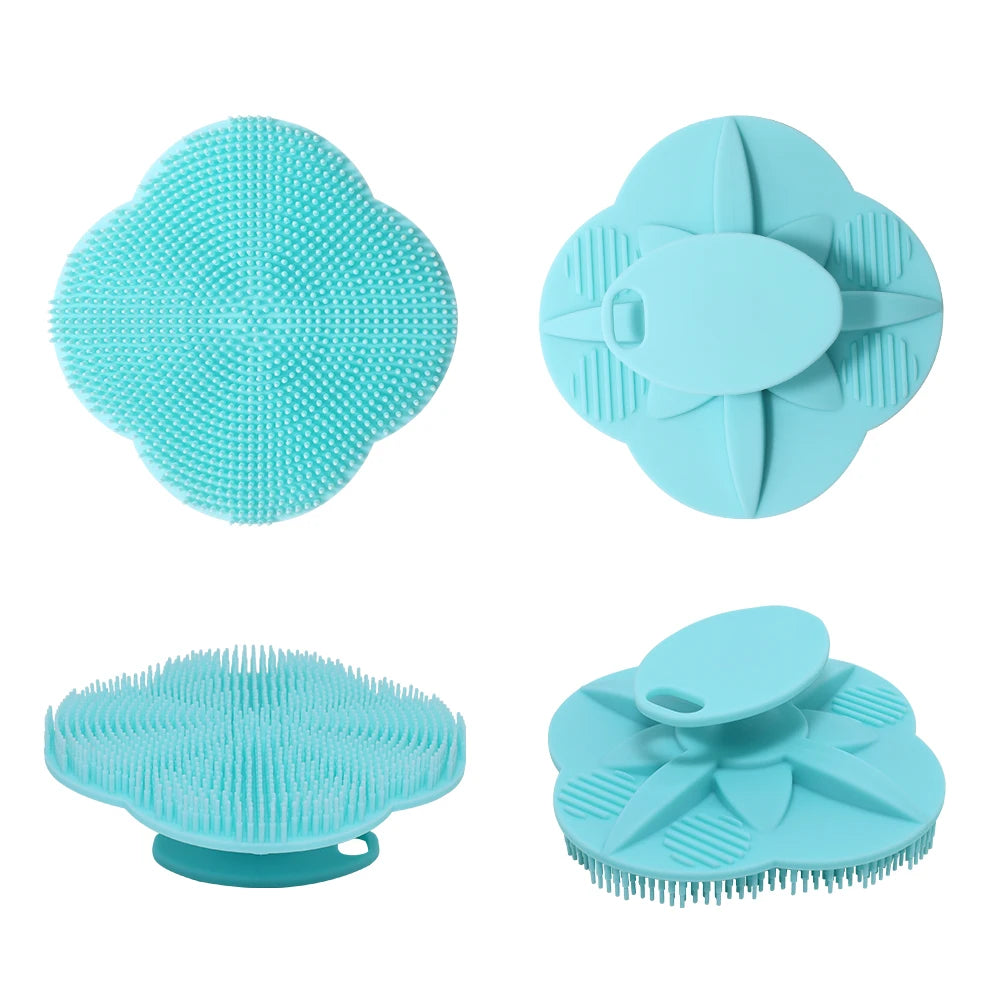 Soft Silicone Body Scrubber Shampoo Brush Handheld Shower Cleansing Brushes Exfoliating Bath Brush Head Massager Bathing Tools