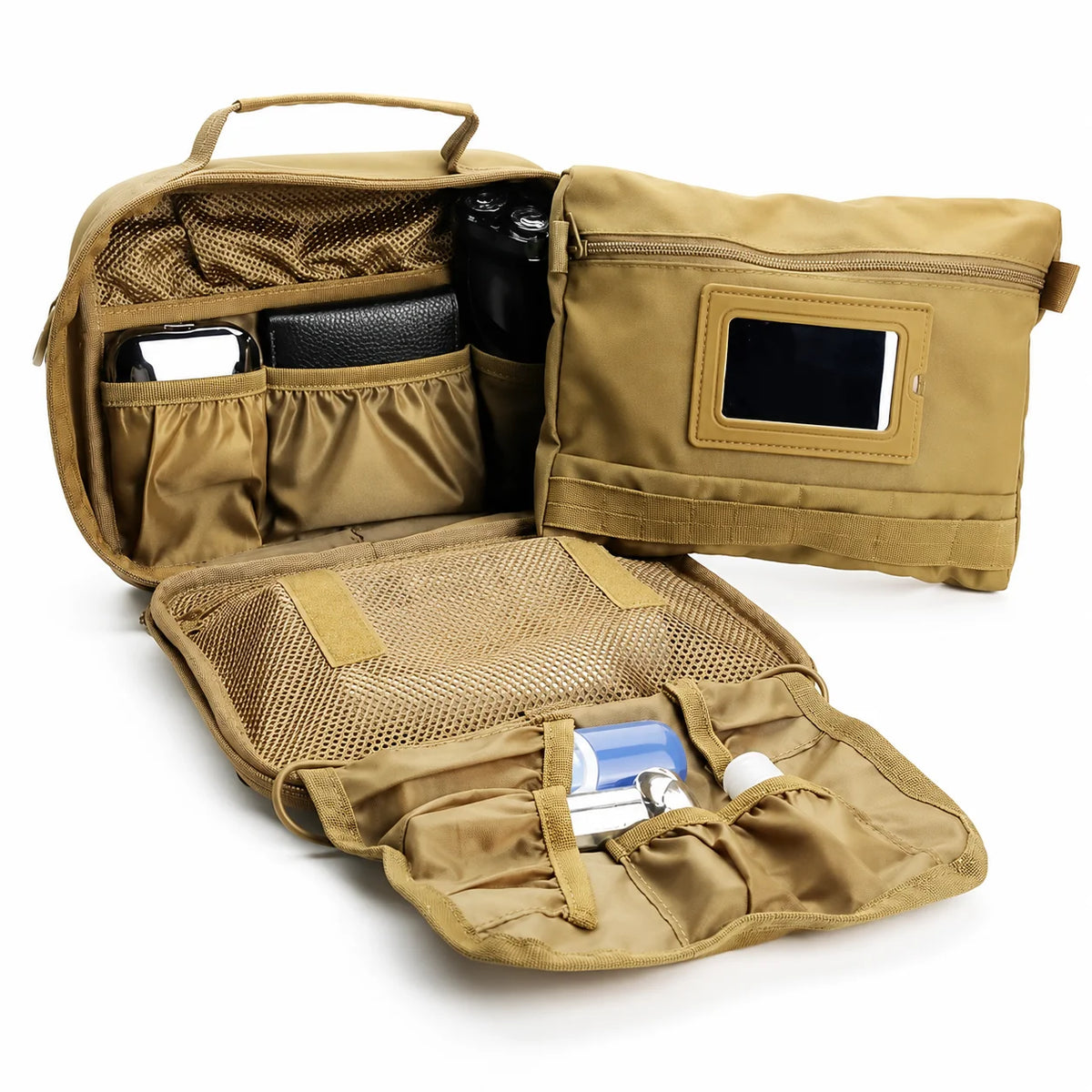 Tactical Toiletry Bag for Men, Utility Hanging Dopp Kit Shaving Hygiene Bag for Traveling Bathroom, Tactical Molle EDC Pouch