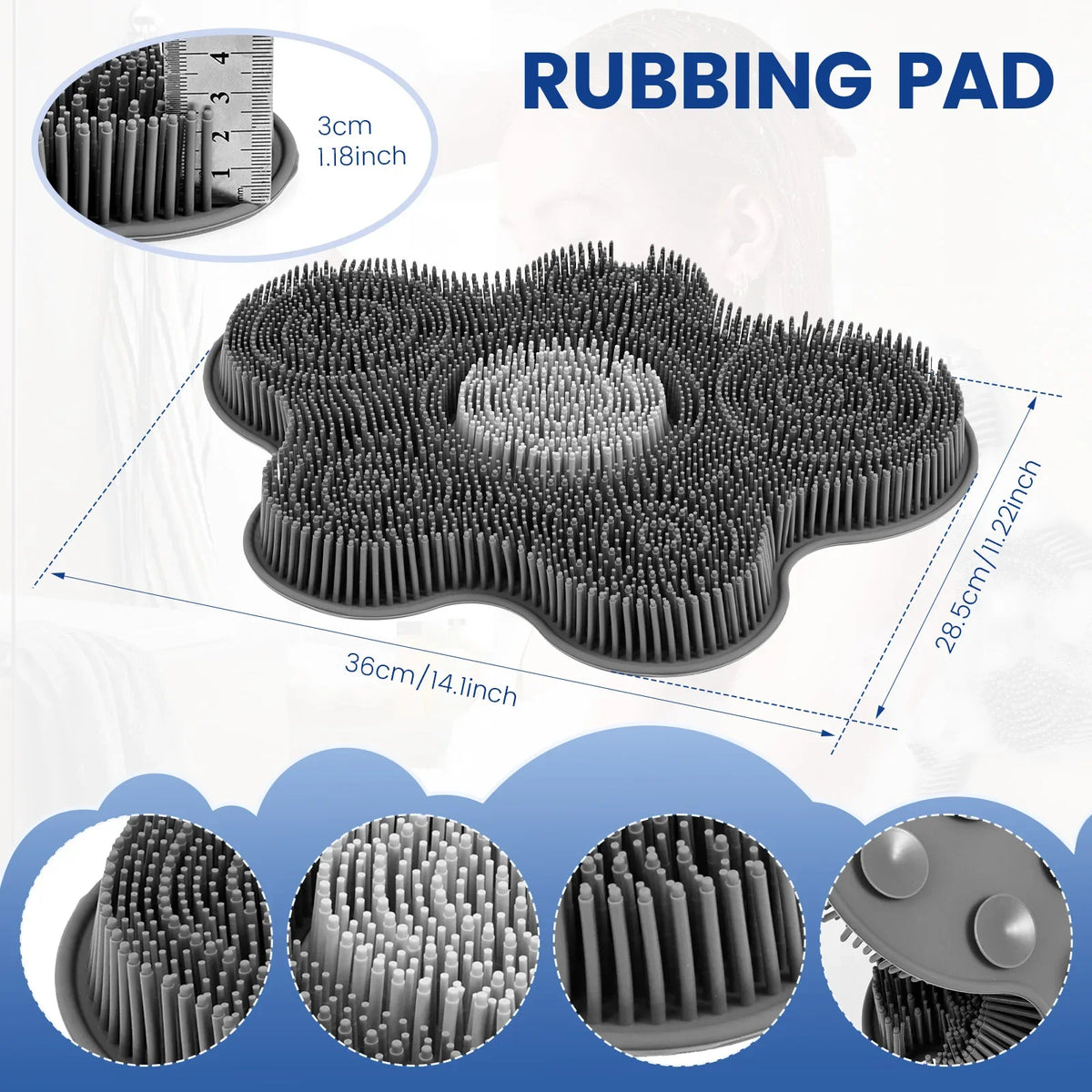 Silicone Foot Scrubber Exfoliating Shower Massage Scraper  Non-slip Wash Foot Pad Massage Shower Mat with Sucker Bathing Tool