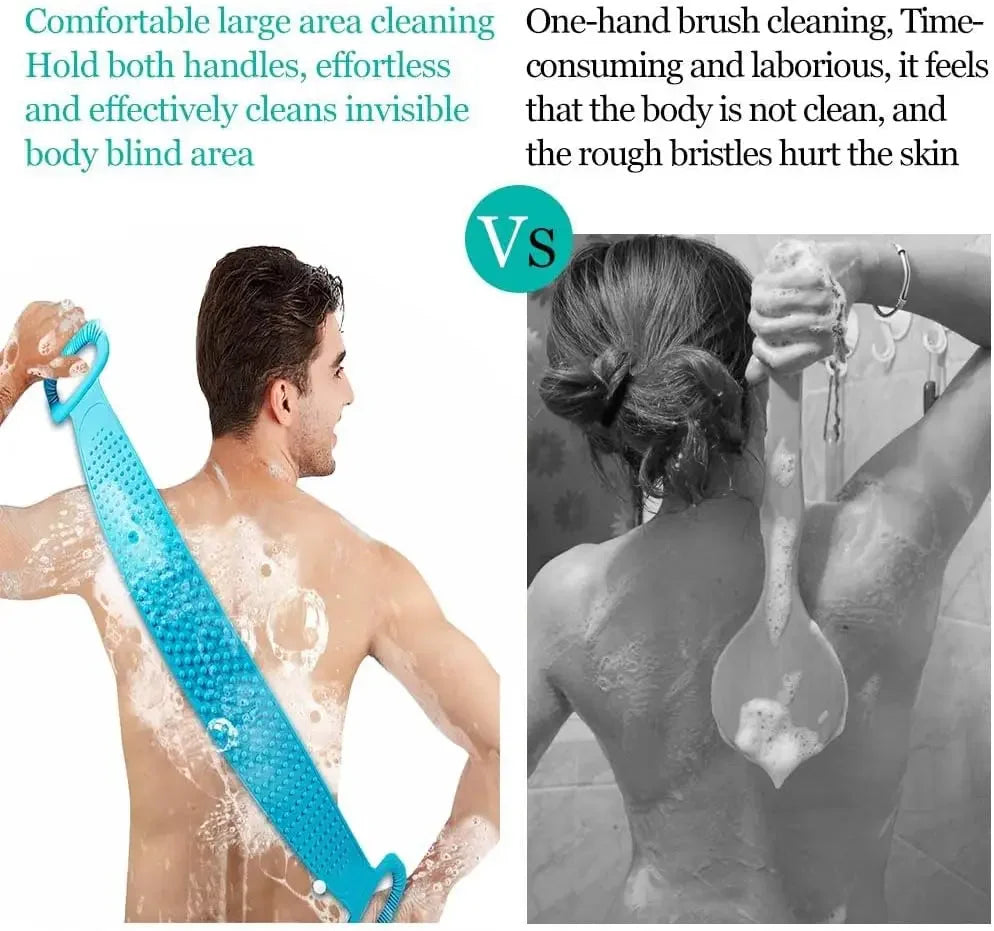 Silicone Back Scrubber for Shower Bath Body Brush Back Washer with Handle for Men and Women Deep Cleansing Massage Skin