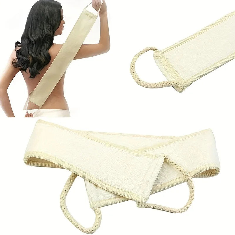 *Exfoliating Body Scrubber - Soft Washcloth for Dead Skin Removal & Dry Brushing | Long Bath Sponge with Strap for Shower & Spa