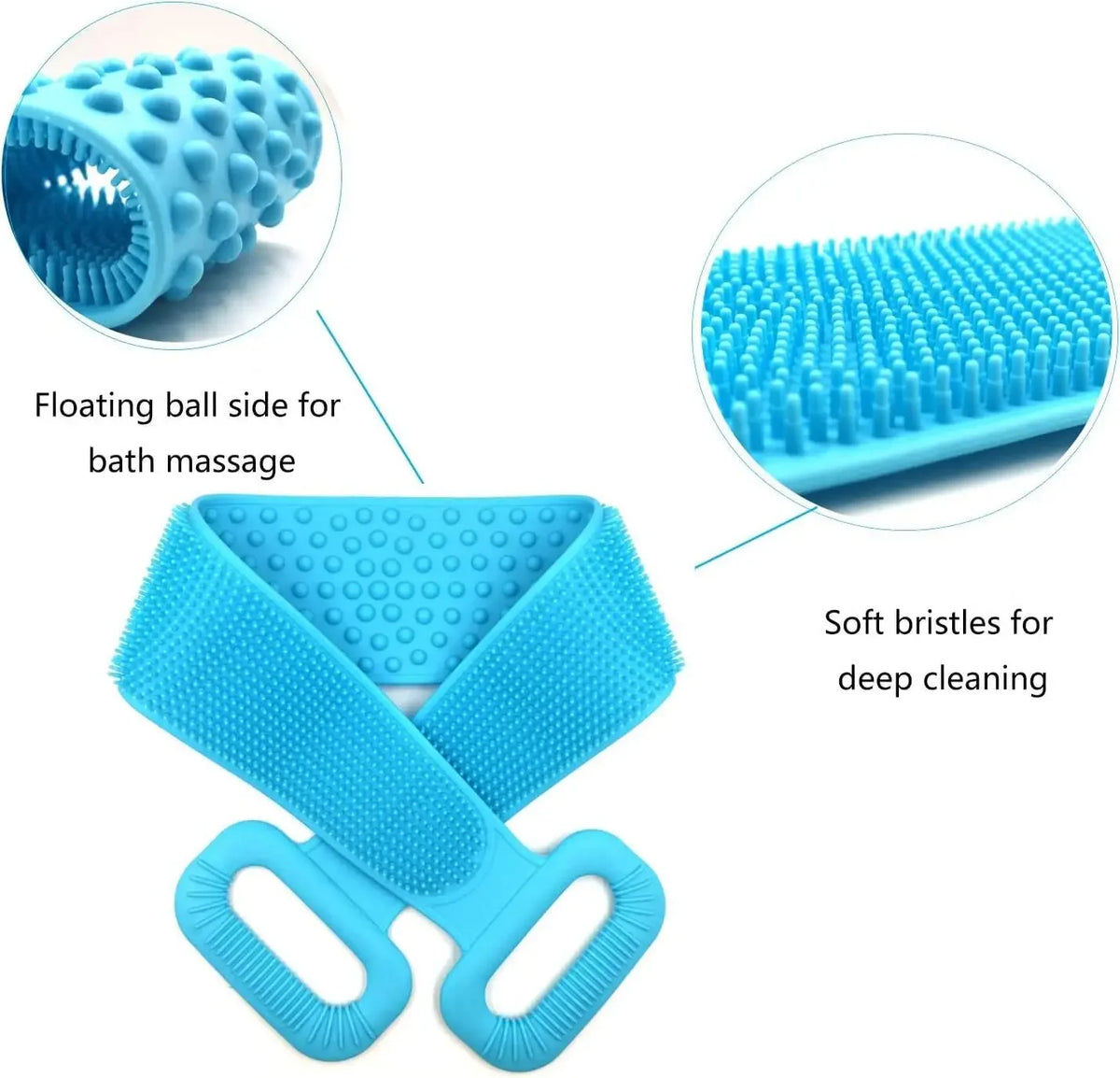 Silicone Back Scrubber for Shower Bath Body Brush Back Washer with Handle for Men and Women Deep Cleansing Massage Skin