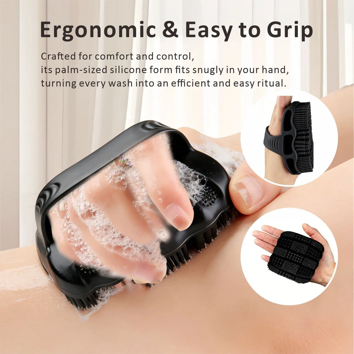Silicone Body Scrubber - Exfoliating Shower Brush for Men & Women，Quick-Dry，Soft Silicone Loofah Alternative for All Skin Types