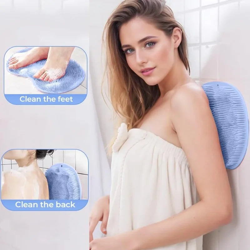 Silicone Shower Foot & Back Scrubber Mat Non Slip Exfoliating Massager Pad Dead Skin Remover Bathroom Body Foot Cleaning Brush