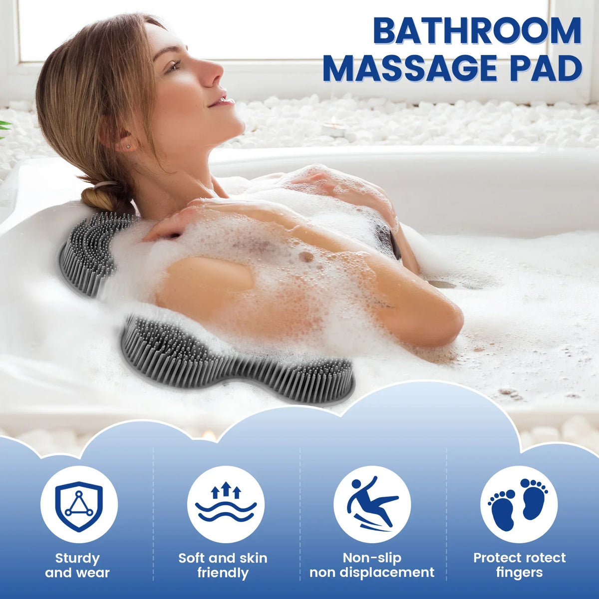 Silicone Foot Scrubber Exfoliating Shower Massage Scraper  Non-slip Wash Foot Pad Massage Shower Mat with Sucker Bathing Tool