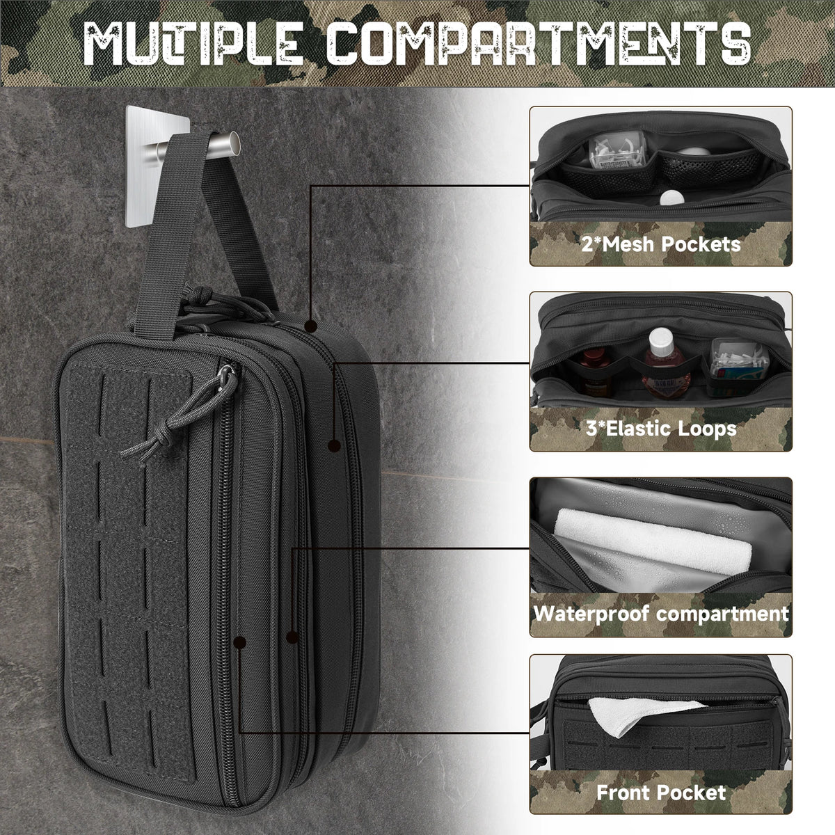 Tactical Toiletry Bag For Men Hygiene Bag Men's Shaving Kit Travel Shower Makeup Pouch Cosmetic Organizer Bags
