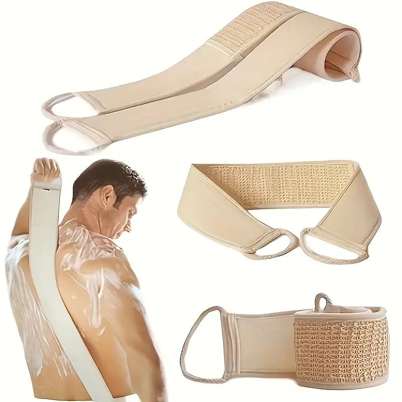 *Exfoliating Body Scrubber - Soft Washcloth for Dead Skin Removal & Dry Brushing | Long Bath Sponge with Strap for Shower & Spa