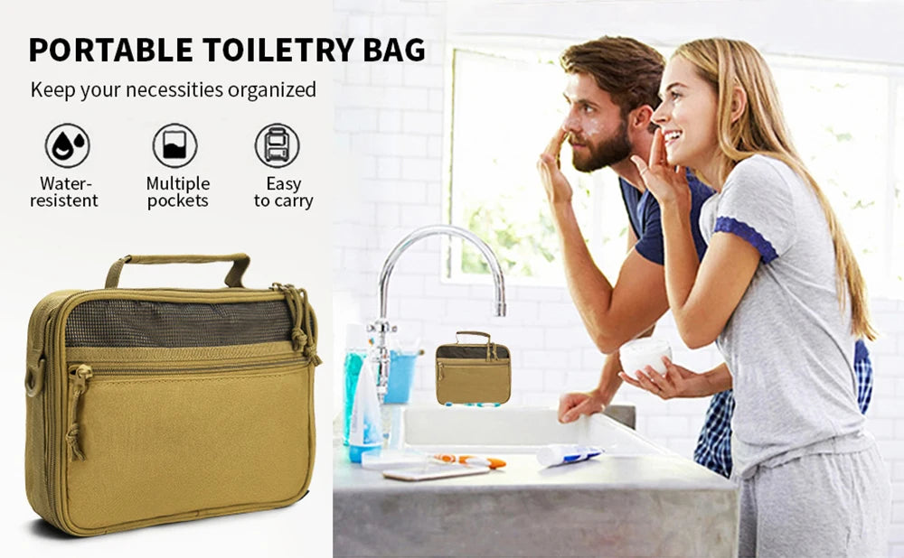 Tactical Toiletry Bag for Men, Utility Hanging Dopp Kit Shaving Hygiene Bag for Traveling Bathroom, Tactical Molle EDC Pouch