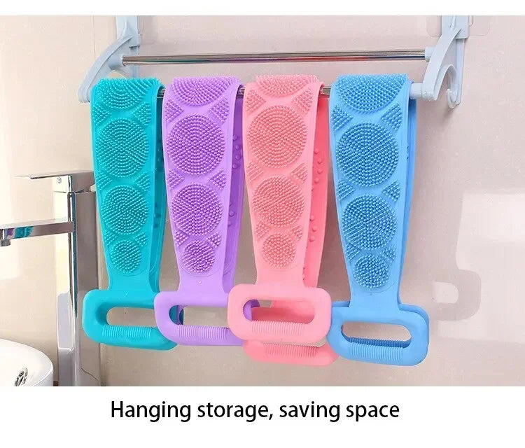 Silicone Back Scrubber for Shower Bath Body Brush Back Washer with Handle for Men and Women Deep Cleansing Massage Skin
