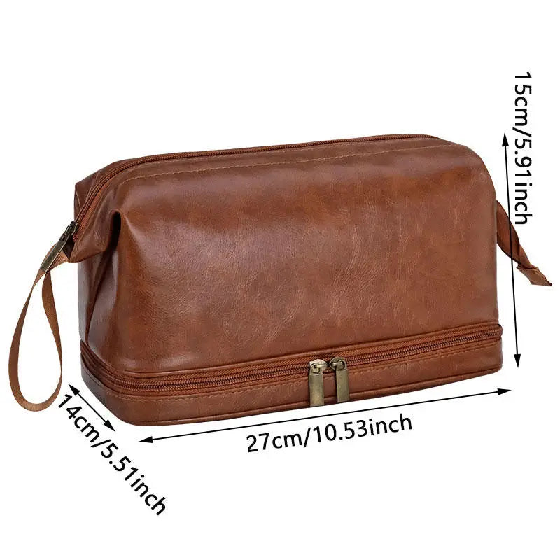 Leather Toiletry Bag for Men Women Dopp Kit Mens Hanging Toiletry Bag Travel Toiletry Bag for Traveling Large Cosmetic Bag for T