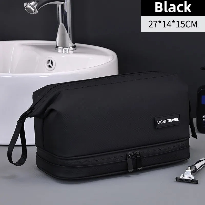 Men's Travel Toiletry Bag Double Layer Cosmetic Organizer Large Capacity Waterproof Shaving Bag Portable Makeup Bag Storage