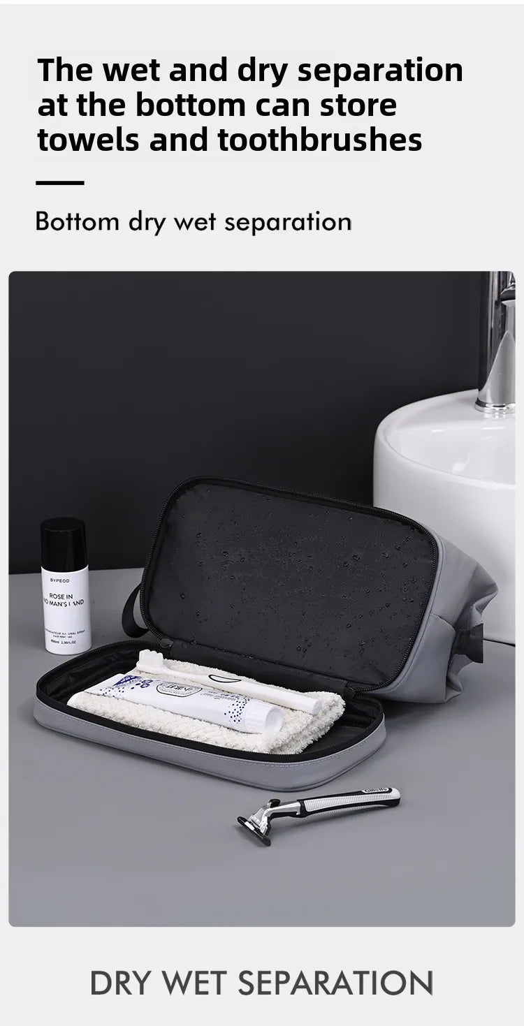 Men's Travel Toiletry Bag Double Layer Cosmetic Organizer Large Capacity Waterproof Shaving Bag Portable Makeup Bag Storage