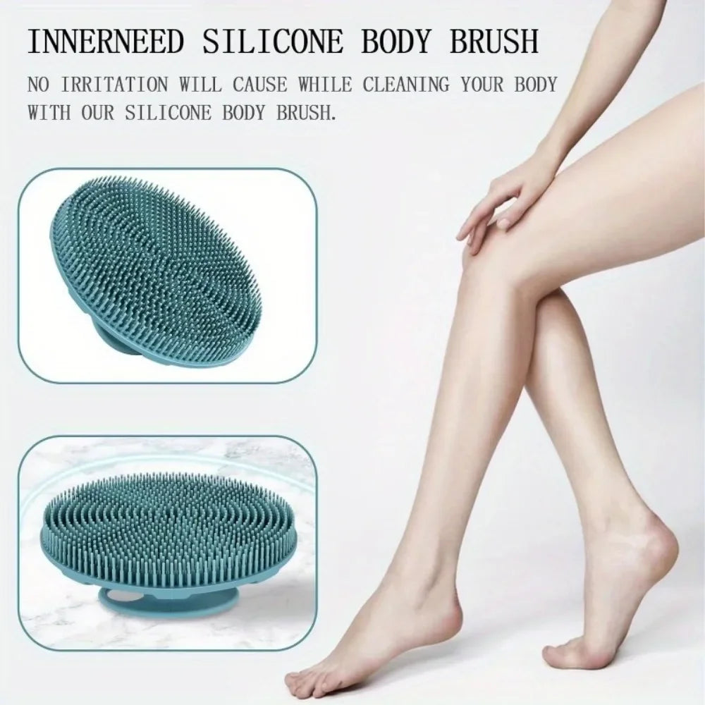 Soft Silicone Body Scrubber Shampoo Brush Handheld Shower Cleansing Brushes Exfoliating Bath Brush Head Massager Bathing Tools