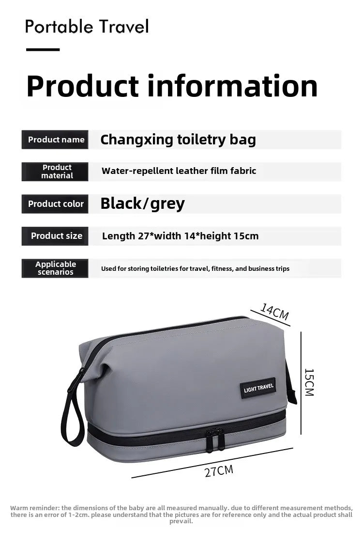 Men's Travel Toiletry Bag Double Layer Cosmetic Organizer Large Capacity Waterproof Shaving Bag Portable Makeup Bag Storage